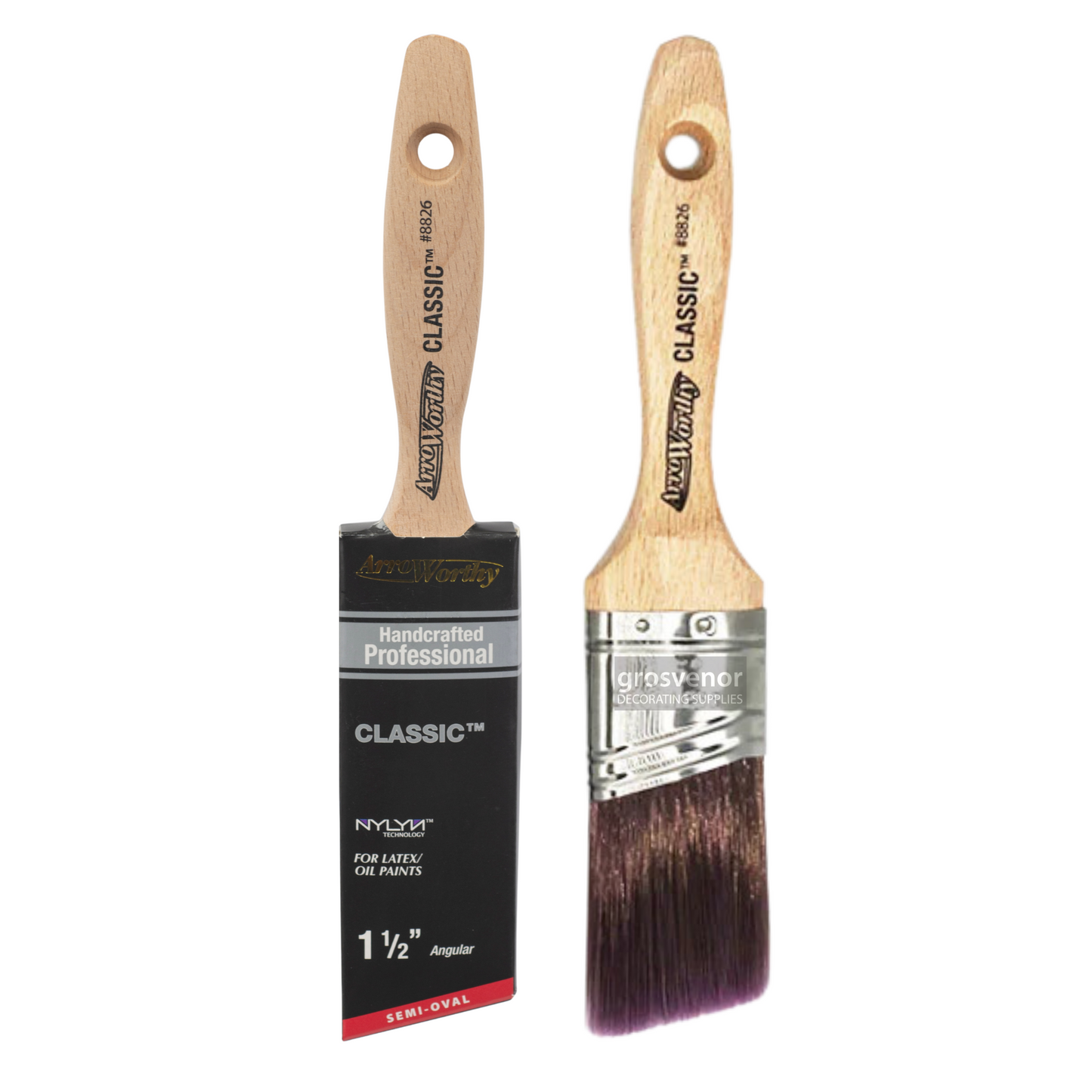 Arroworthy Classic Semi-Oval Angled Beavertail Paint Brush 1.5"