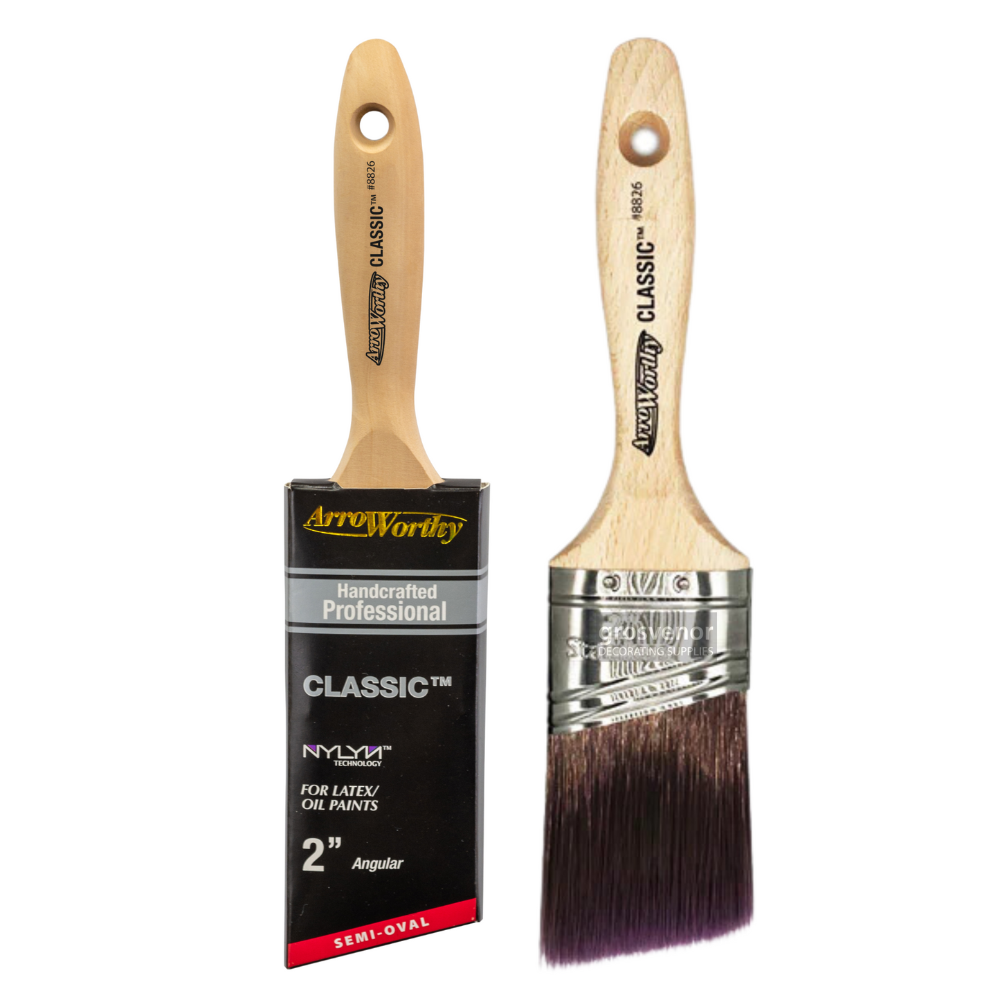 Arroworthy Classic Semi-Oval Angled Beavertail Paint Brush 2"