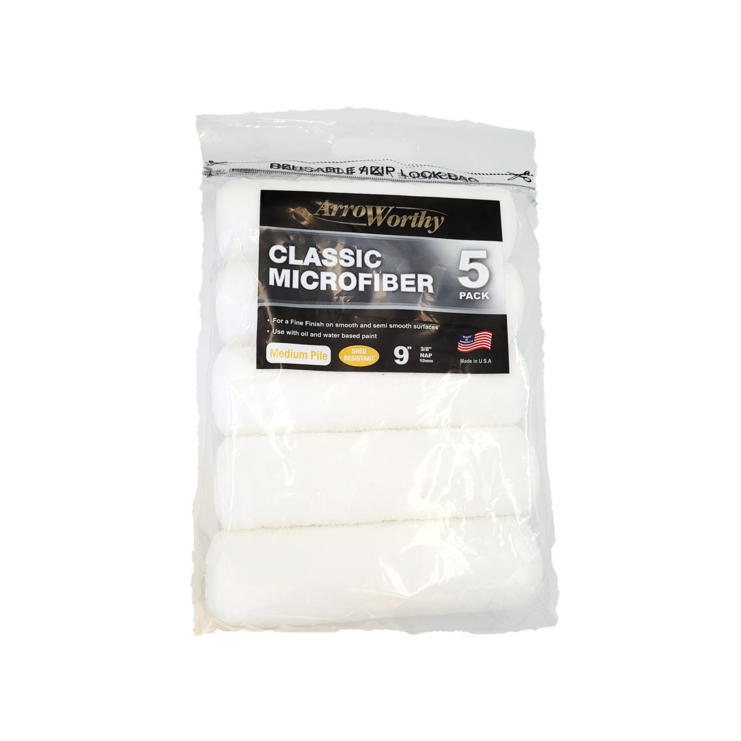 Arroworthy Classic Microfibre Roller Sleeve Medium Pile 9" (5 Pack)