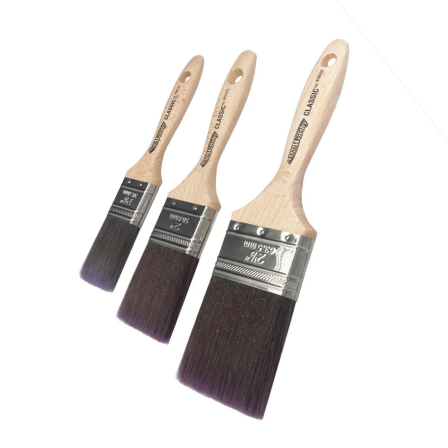Arroworthy Classic Straight Beavertail Paint Brushes Box Set 3 Pack
