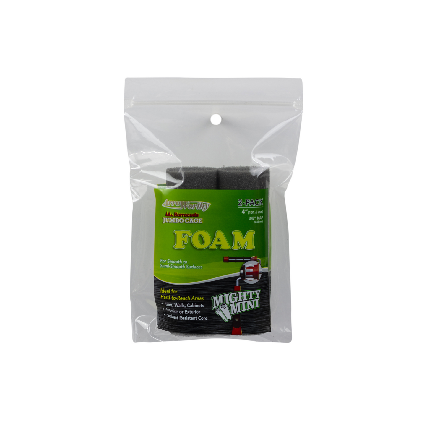 Arroworthy Foam Jumbo Mini Roller 3/8" X 4" (2 Pack)