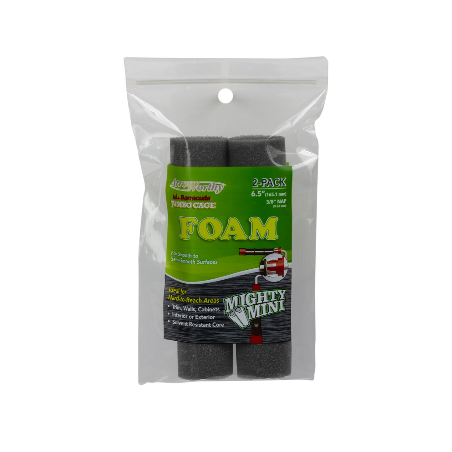 Arroworthy Foam Jumbo Mini Roller 3/8" X 6.5" (2 Pack)