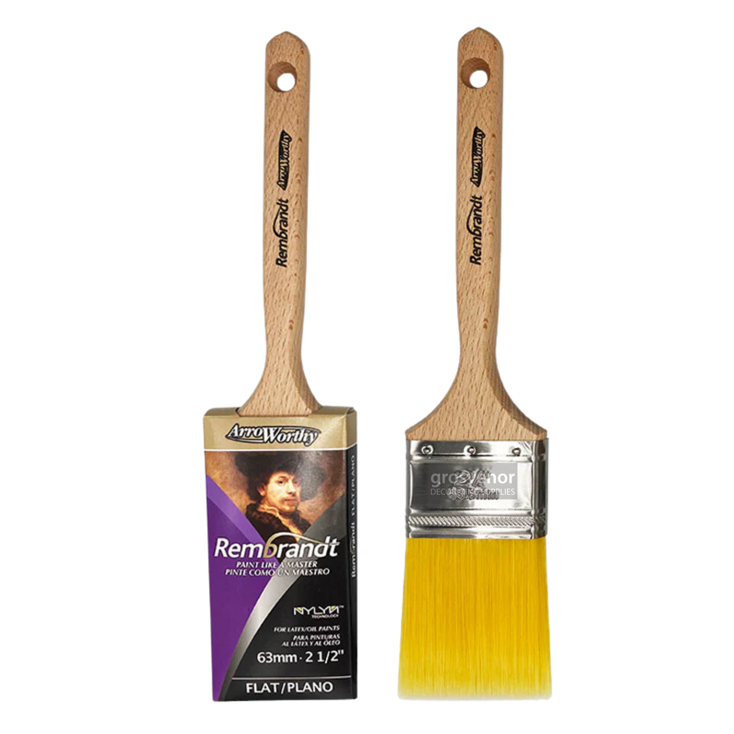 Arroworthy Rembrandt Long Handle Straight Paint Brush 2.5"