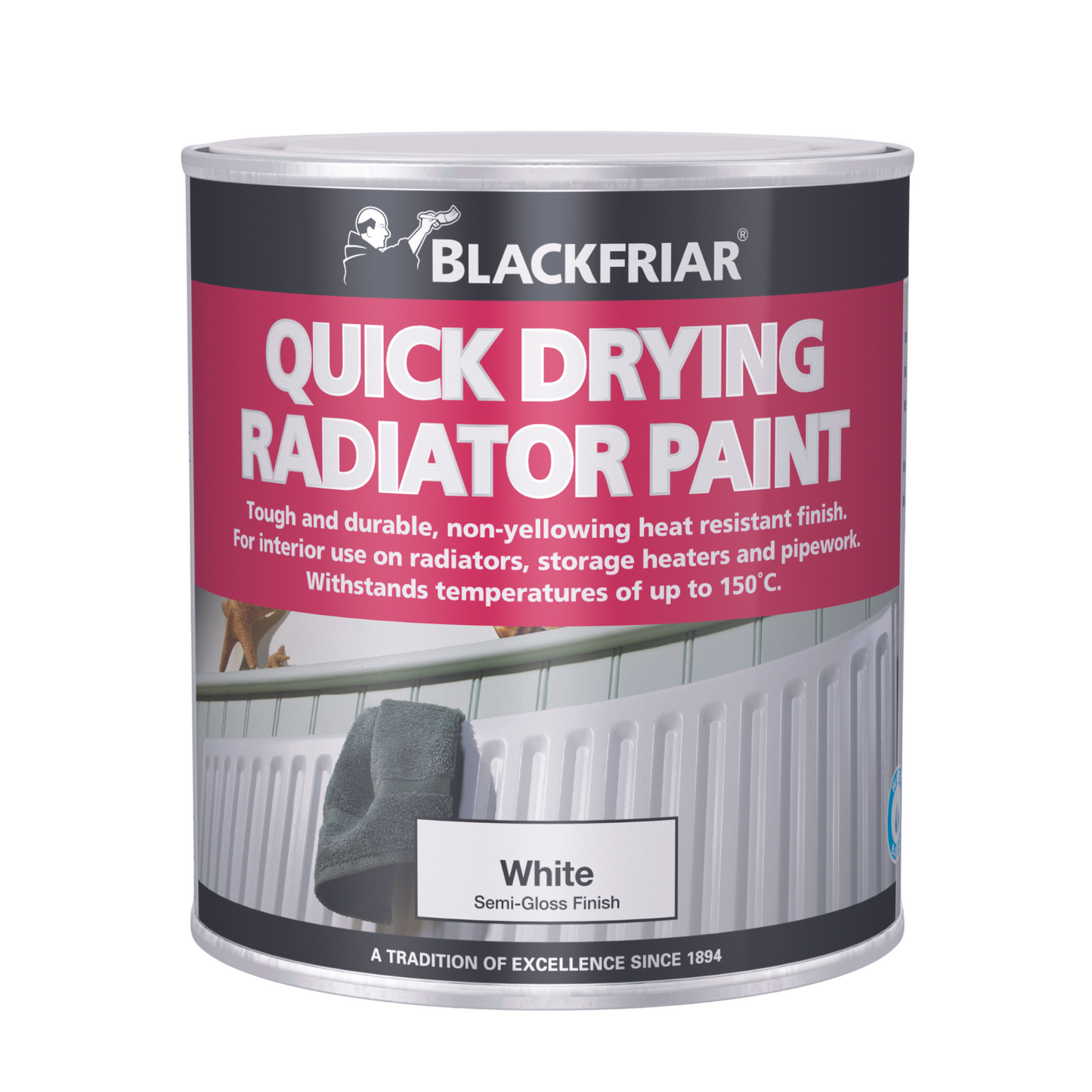 Blackfriar Quick Drying Radiator Paint Semi-Gloss White 500ml