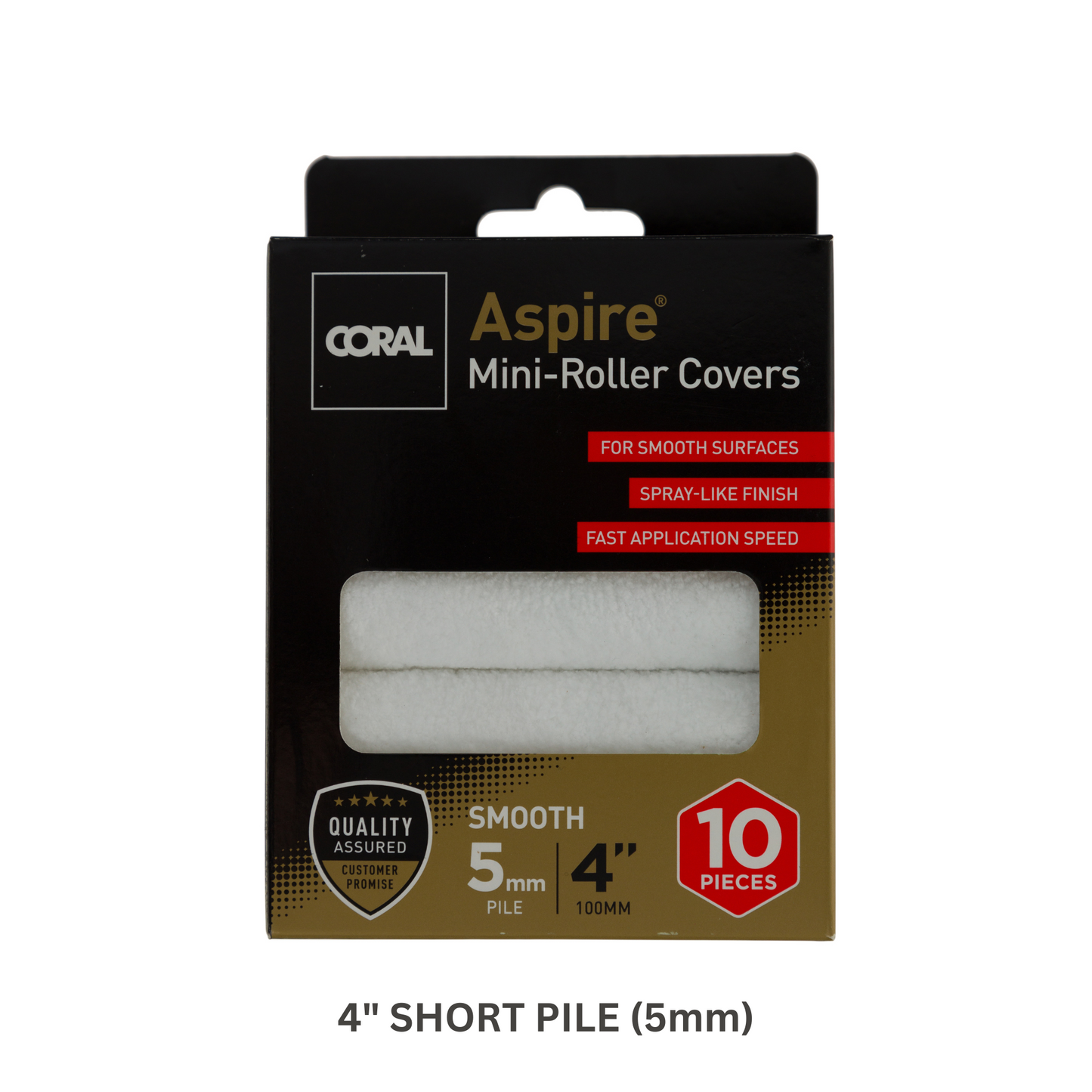 Coral Aspire Short Pile (5mm) Mini Paint Roller 4" - 10 Pack