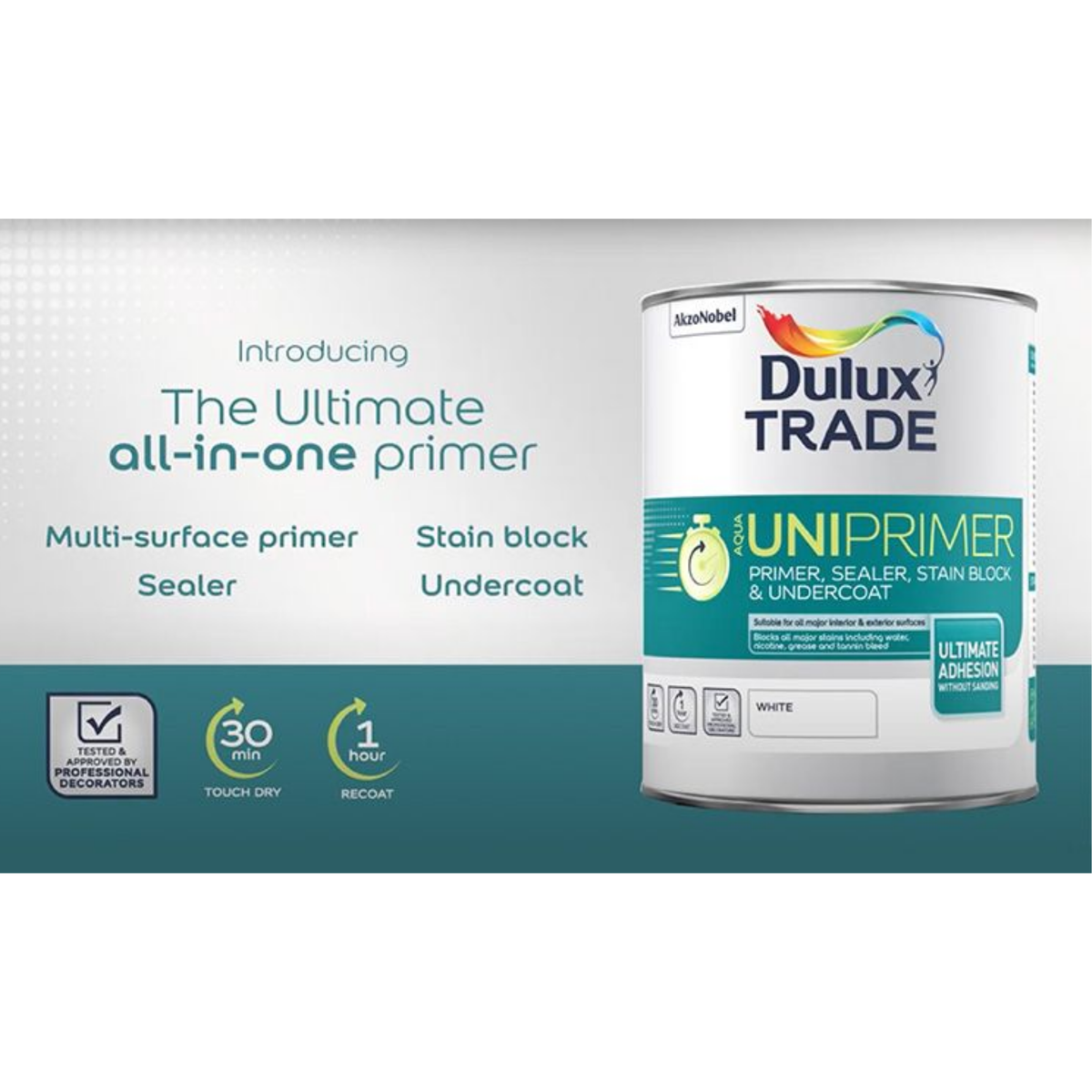 Dulux Trade Aqua Uniprimer, Sealer, Stain Block - White
