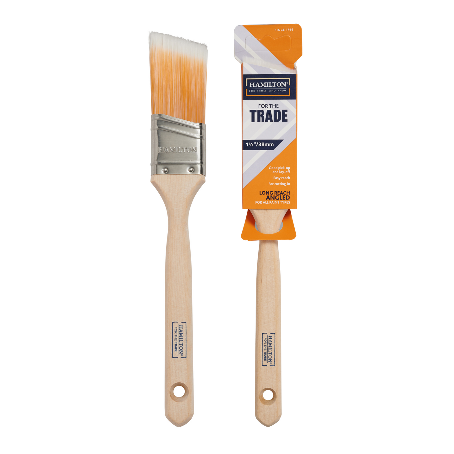Hamilton For The Trade Long Handle Angled Paint Brush 1.5"