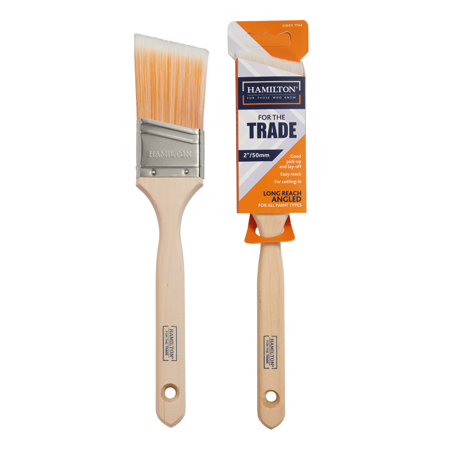 Hamilton For The Trade Long Handle Angled Paint Brush 2"