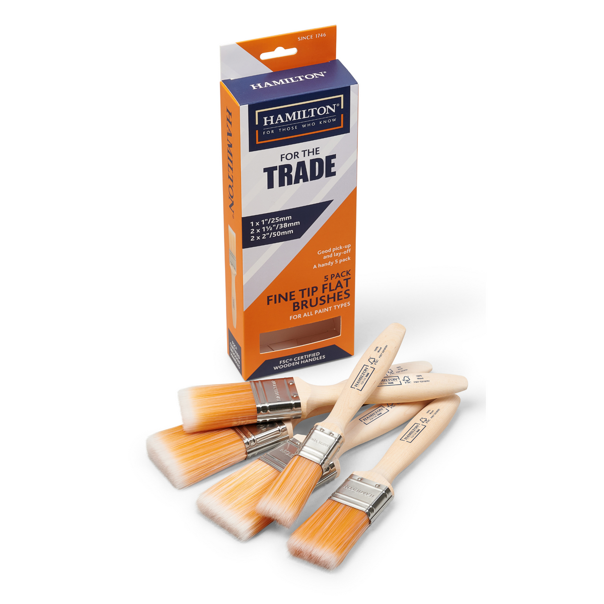 Hamilton For The Trade - Fine Tip Flat Brushes 5 Pack