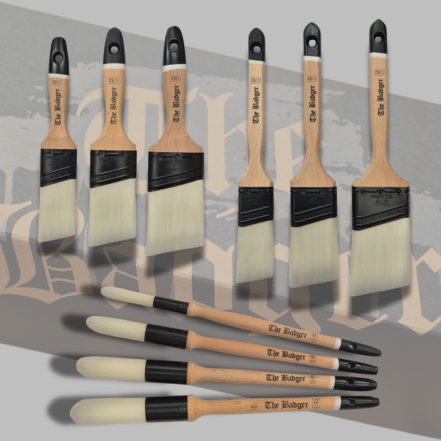 Paint Warrior Badger Paint Brushes - Complete Set Bundle
