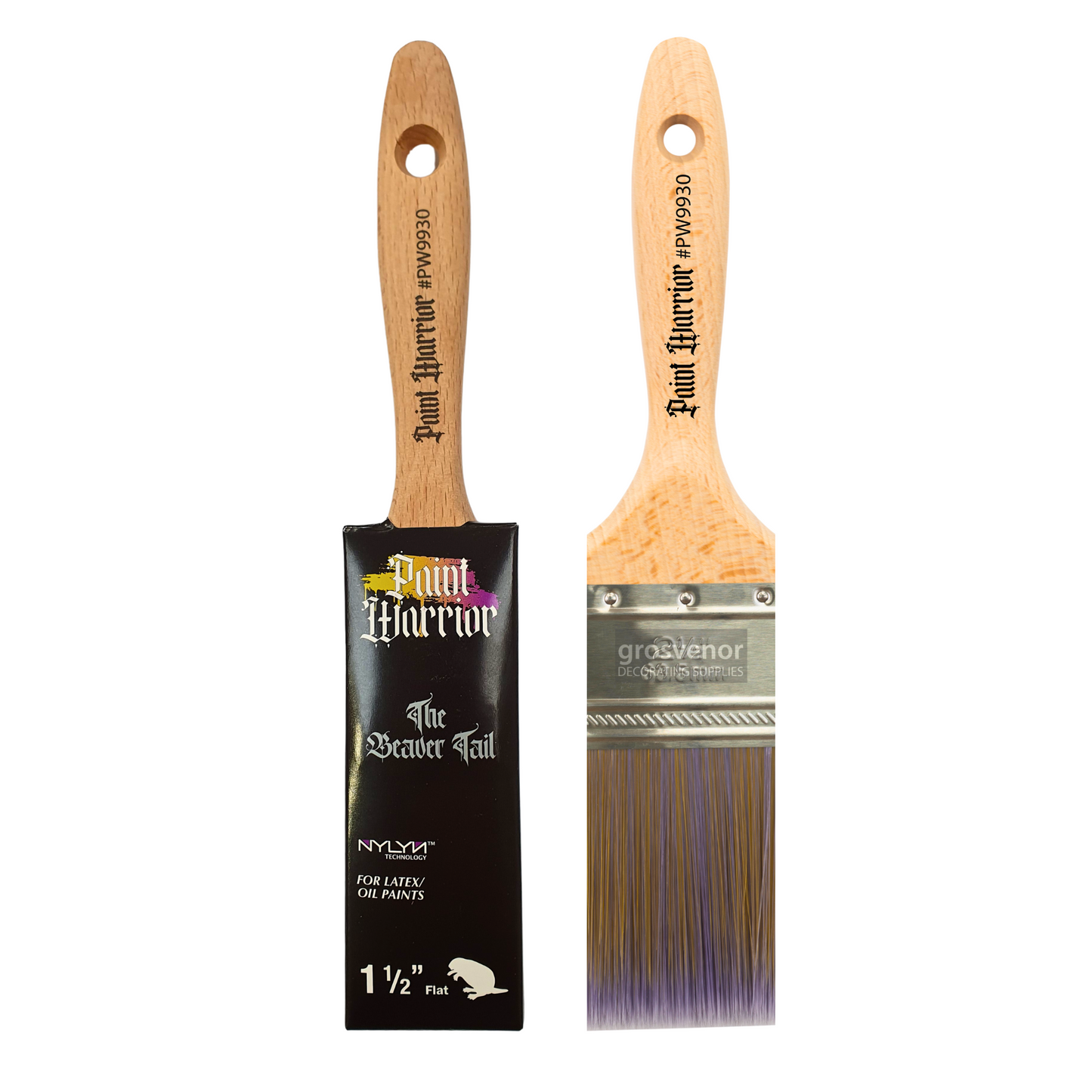Paint Warrior Flat Beavertail Paint Brush 1.5"
