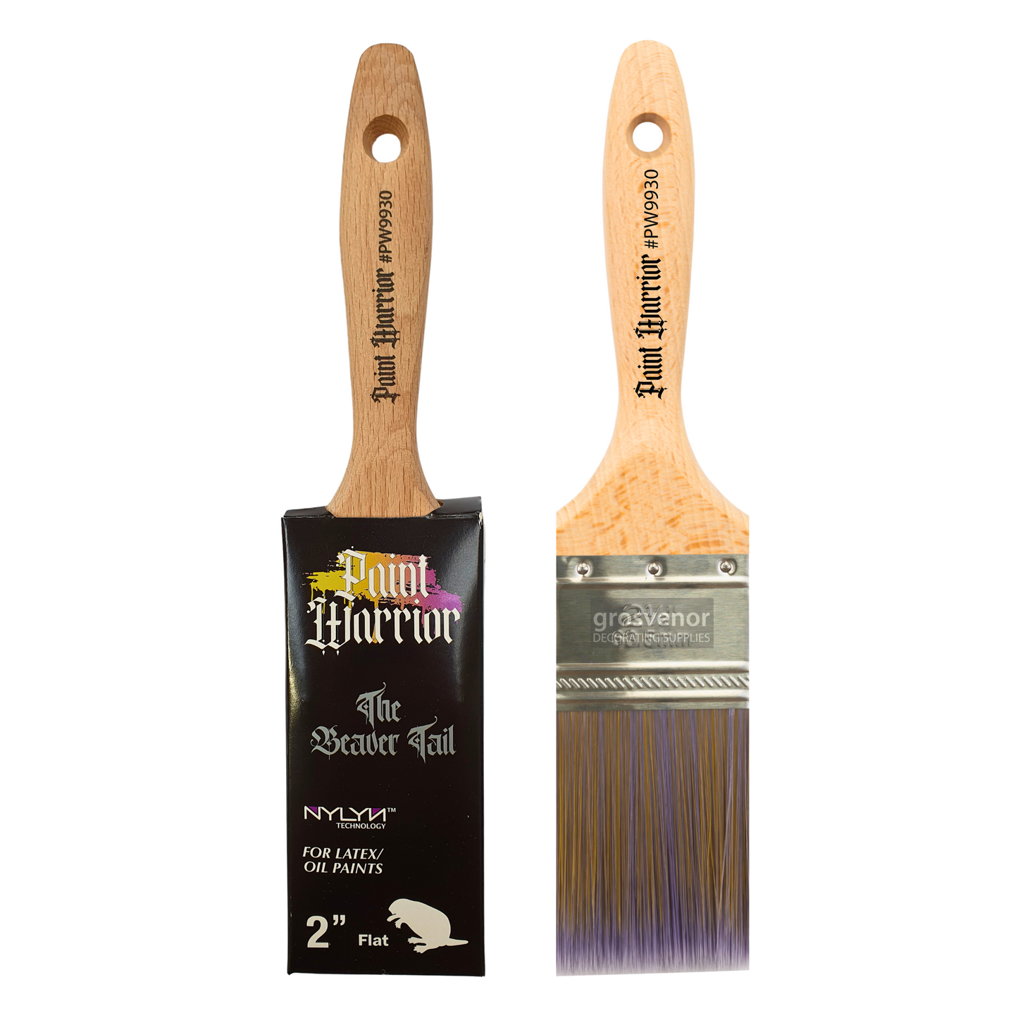 Paint Warrior Flat Beavertail Paint Brush 2"