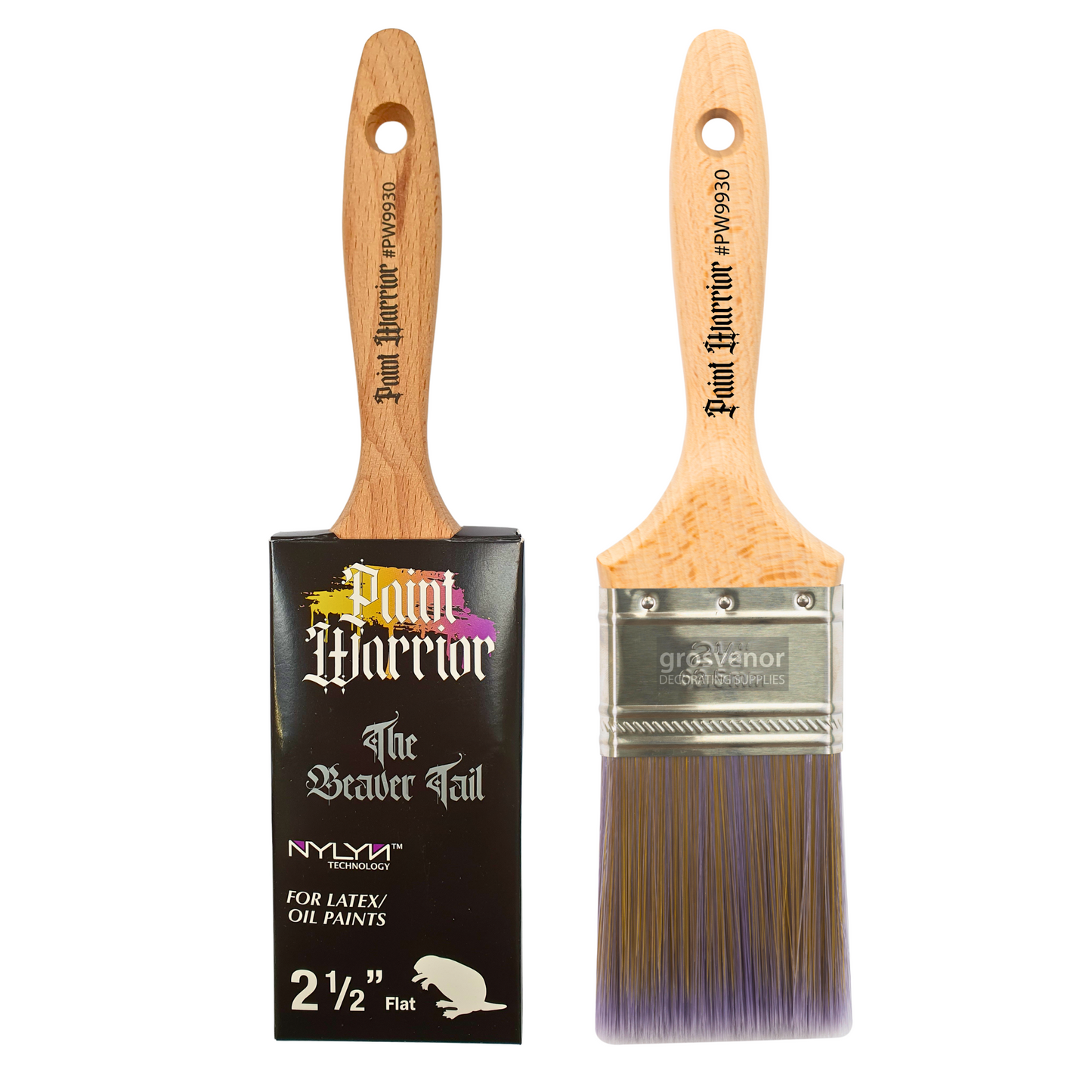 Paint Warrior Flat Beavertail Paint Brush 2.5"