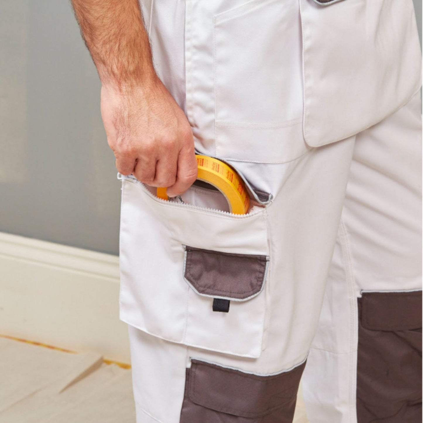 Prodec Advance Polycotton Decorators Bib & Brace White/Grey