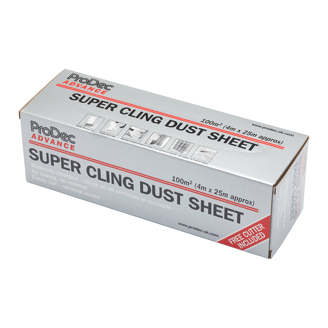 Prodec Advance Super Cling Polythene Dust Sheet Roll 25M X 4M