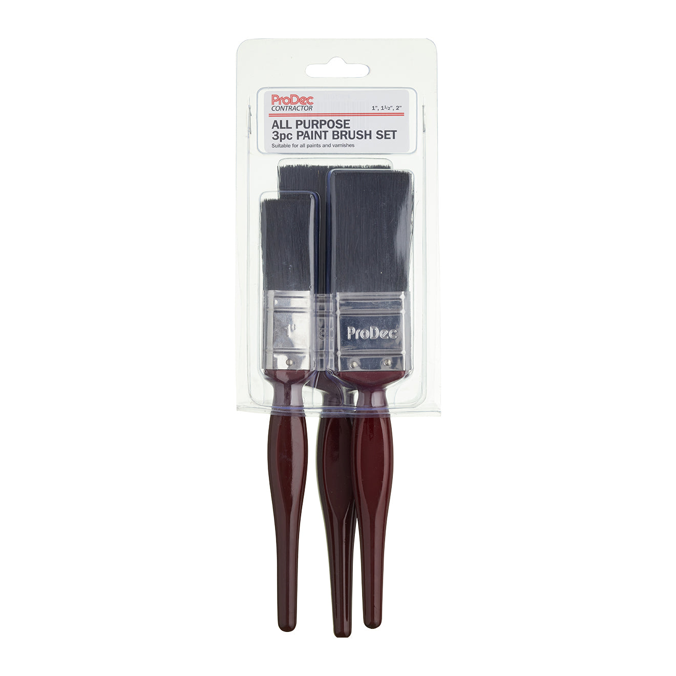 Prodec All Purpose Paint Brushes Set 3 Pack (1", 1.5", 2")