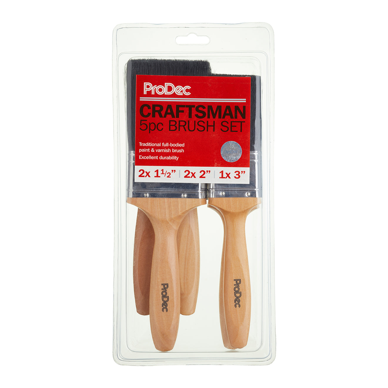 Prodec Craftsman Bristle Bland Paint Brush Set - 5 Piece