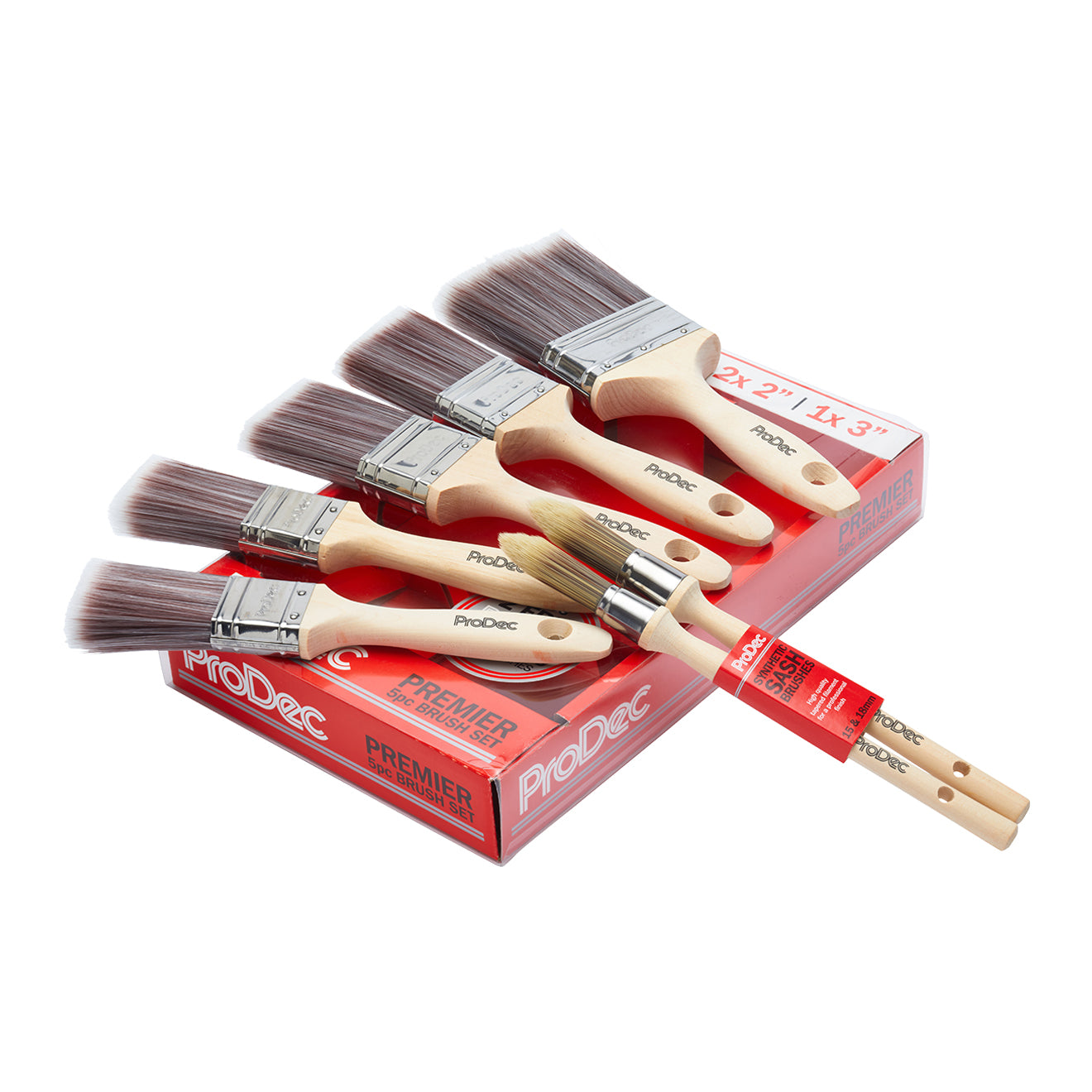Prodec Premier Synthetic 5 Pack Brush Set + 2 Free Sash Brushes