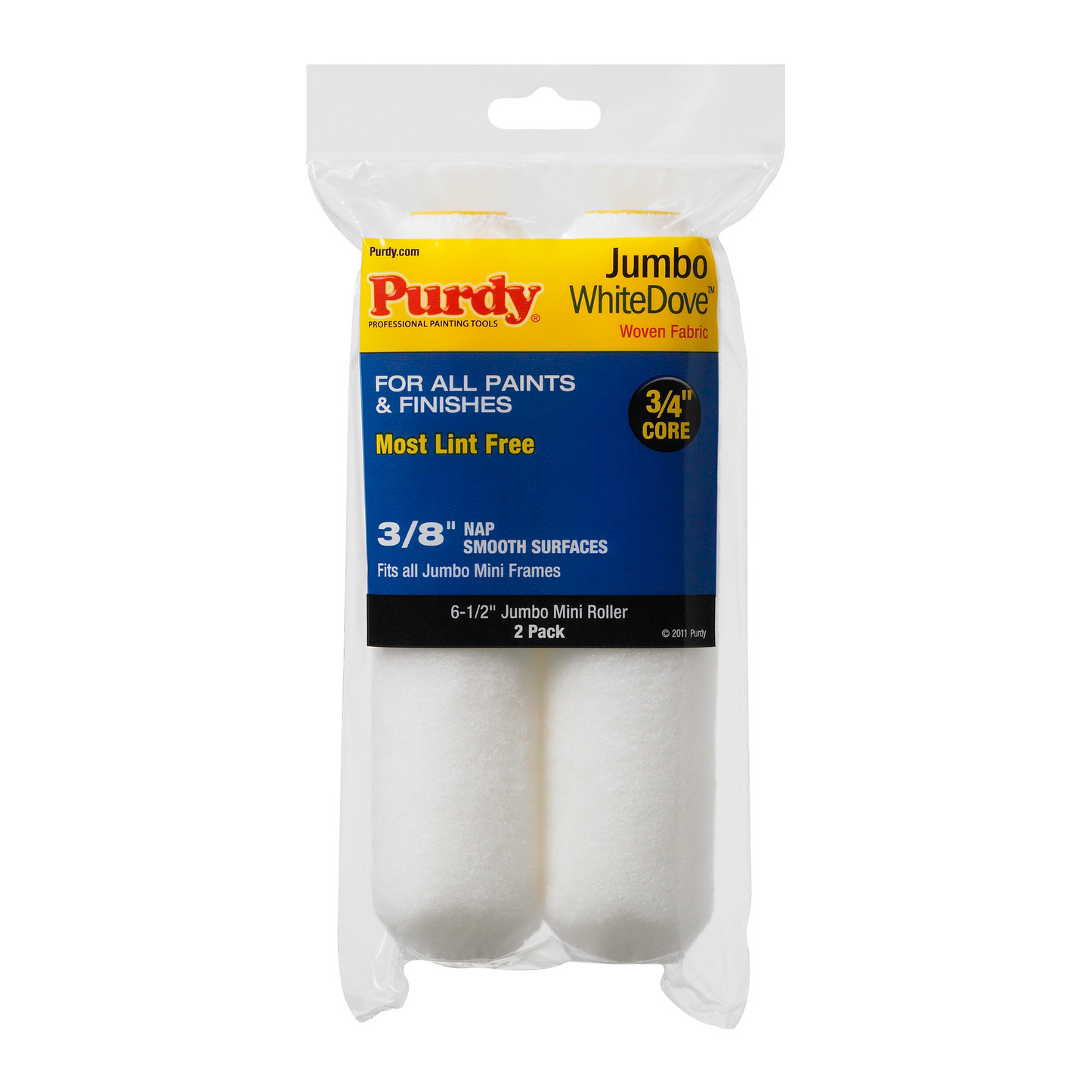 Purdy White Dove Jumbo Mini Sleeves 6.5" 2 Pack (3/8" Nap)