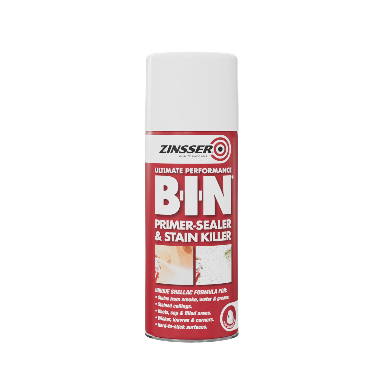 Zinsser BIN Stain Block Primer Sealer Aerosol White 400ml
