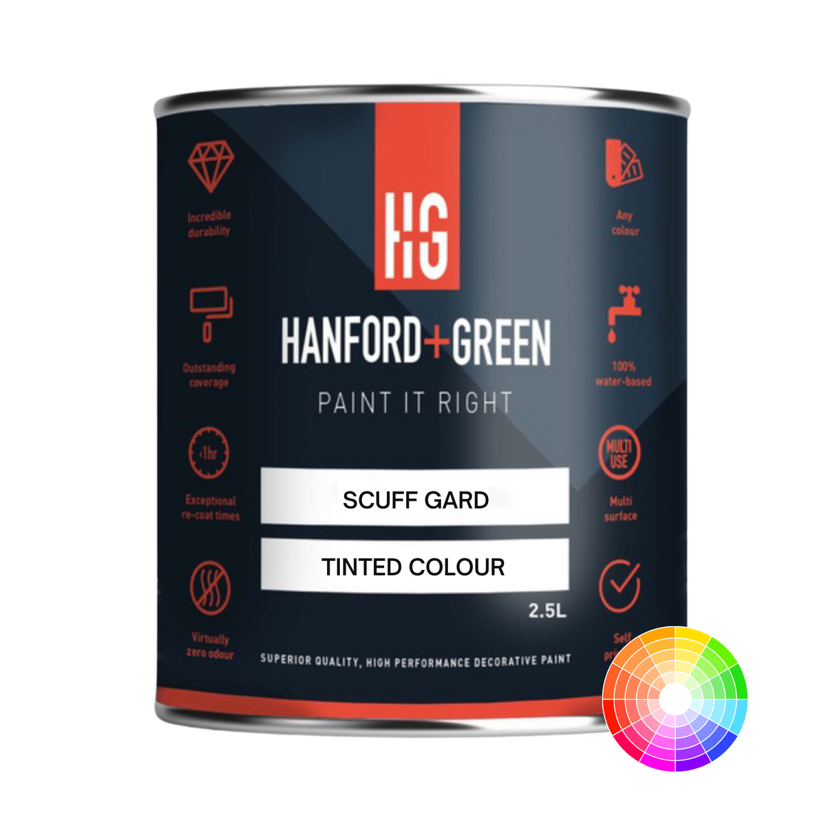 Hanford & Green Acrylic ScuffGard Paint Tinted Colour - 20% Sheen