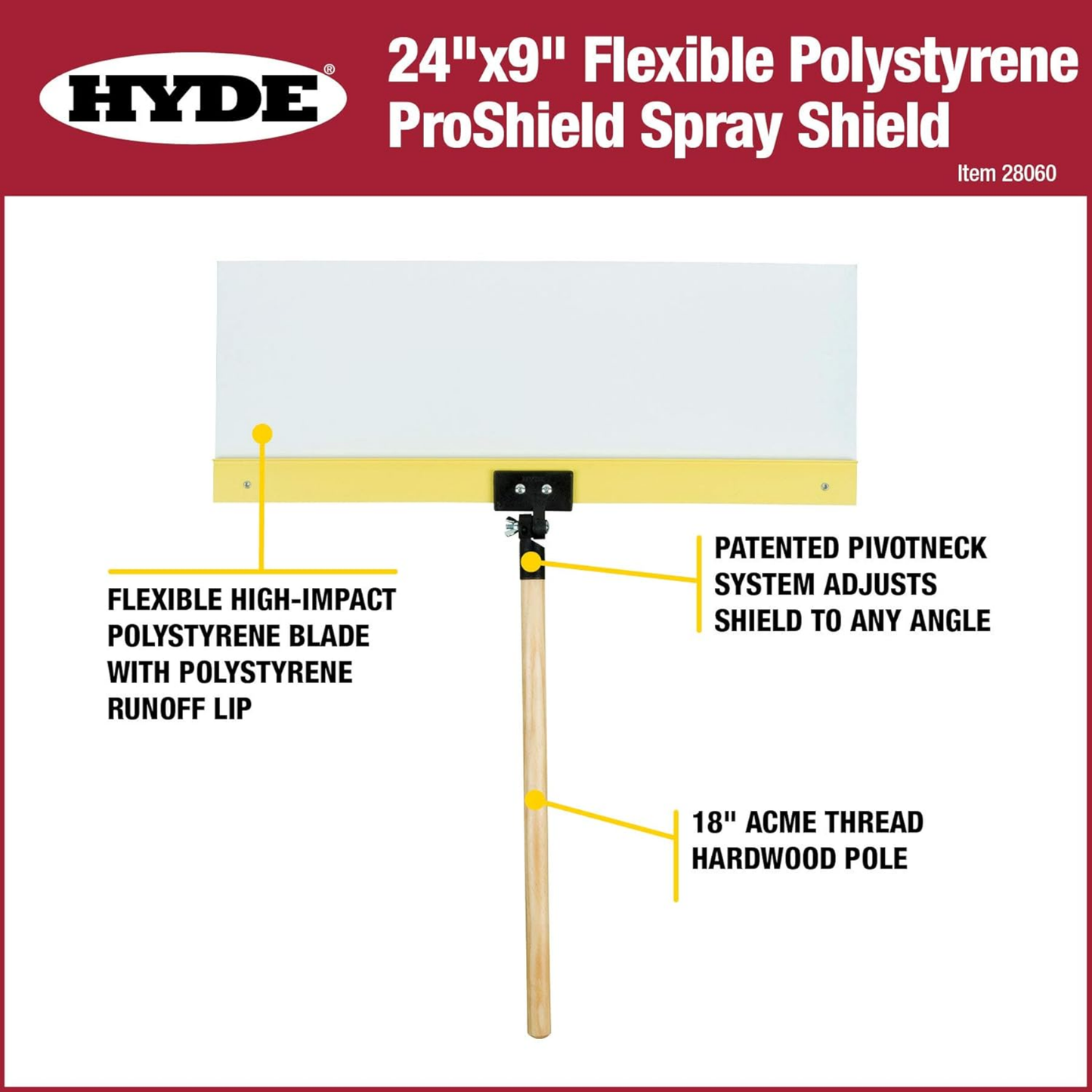 QTech - Hyde Aluminium Painters Spray Shield - Flexible 24" X 9"