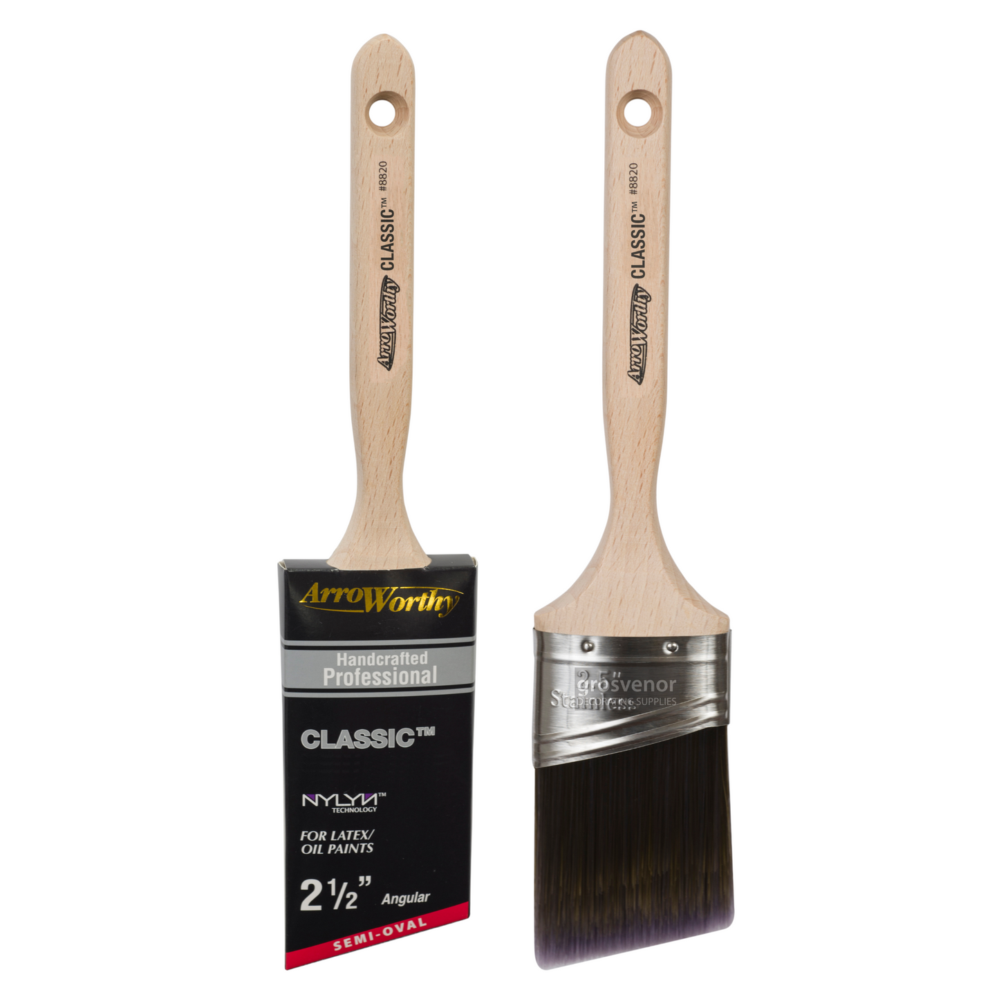 ARROWORTHY CLASSIC SEMI-OVAL ANGLED LONG HANDLE PAINT BRUSH 2.5"