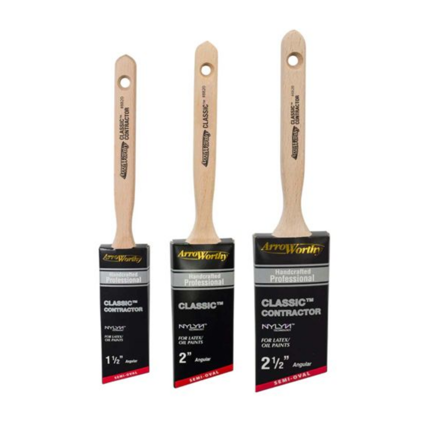 ARROWORTHY CLASSIC SEMI-OVAL ANGLED LONG HANDLE BRUSHES BOX SET 3 PACK