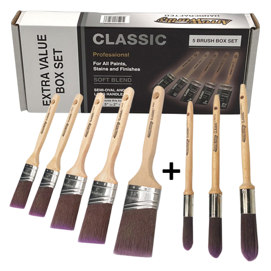 Arroworthy Classic Angled Long Handle & Sash Brushes 8 Piece - Bundle