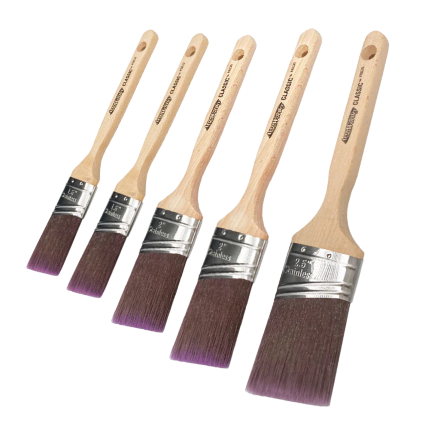 Arroworthy Classic Semi Oval Angled Long Handle Brushes Box Set 5 Pack