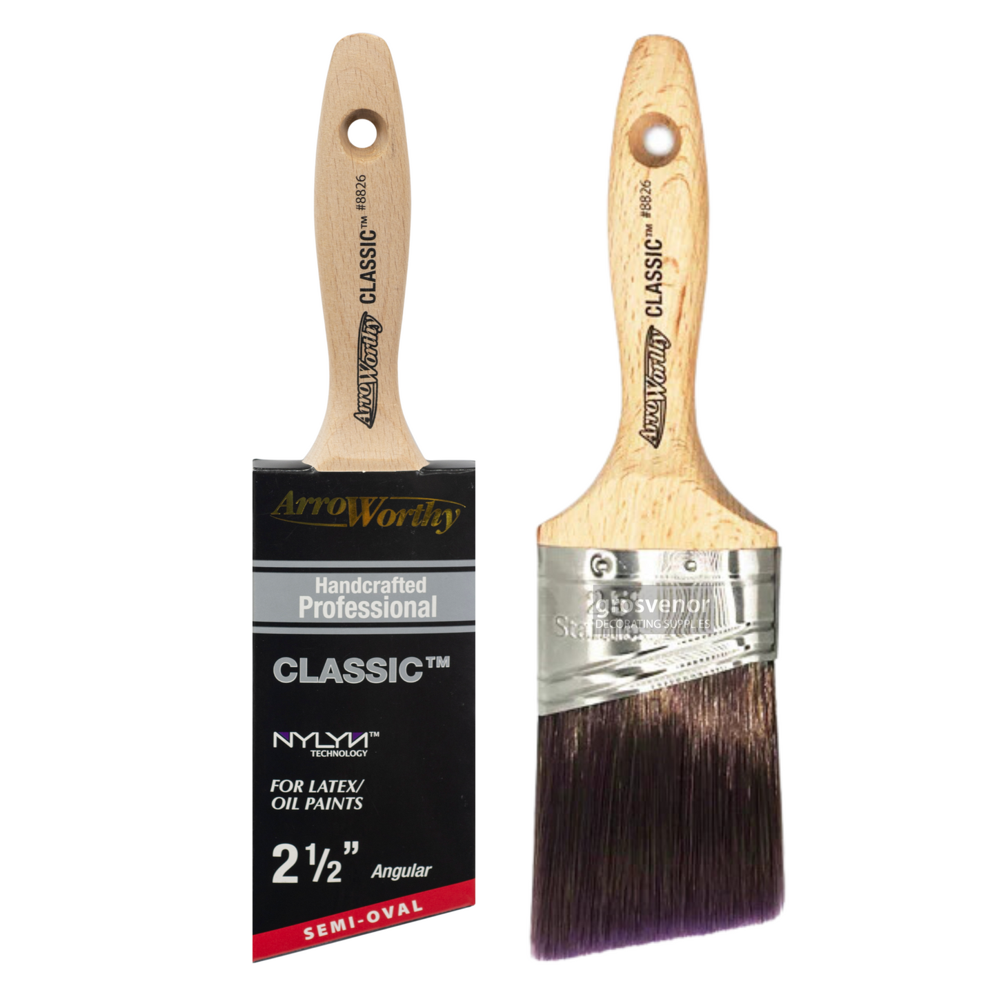 ARROWORTHY CLASSIC SEMI-OVAL ANGLED BEAVERTAIL PAINT BRUSH 2.5"