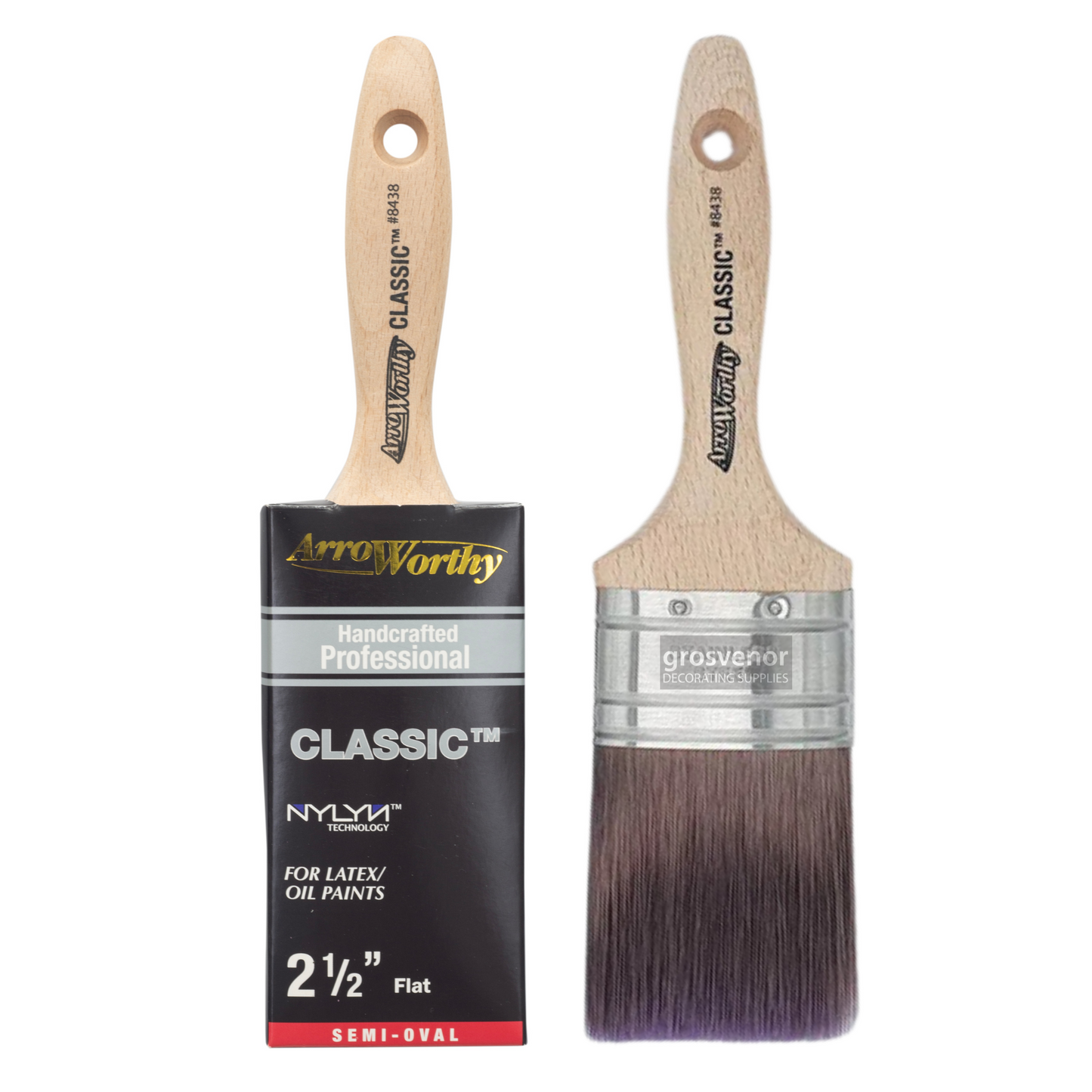 ARROWORTHY CLASSIC SEMI-OVAL STRAIGHT BEAVERTAIL PAINT BRUSH 2.5"