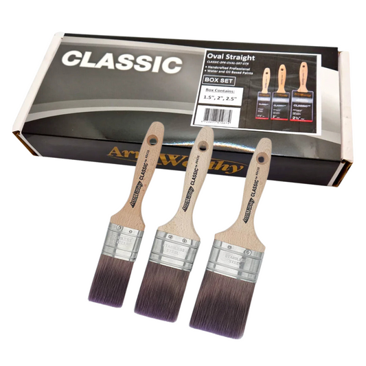 ARROWORTHY CLASSIC SEMI-OVAL STRAIGHT BEAVERTAIL BRUSHES BOX SET 3 PACK