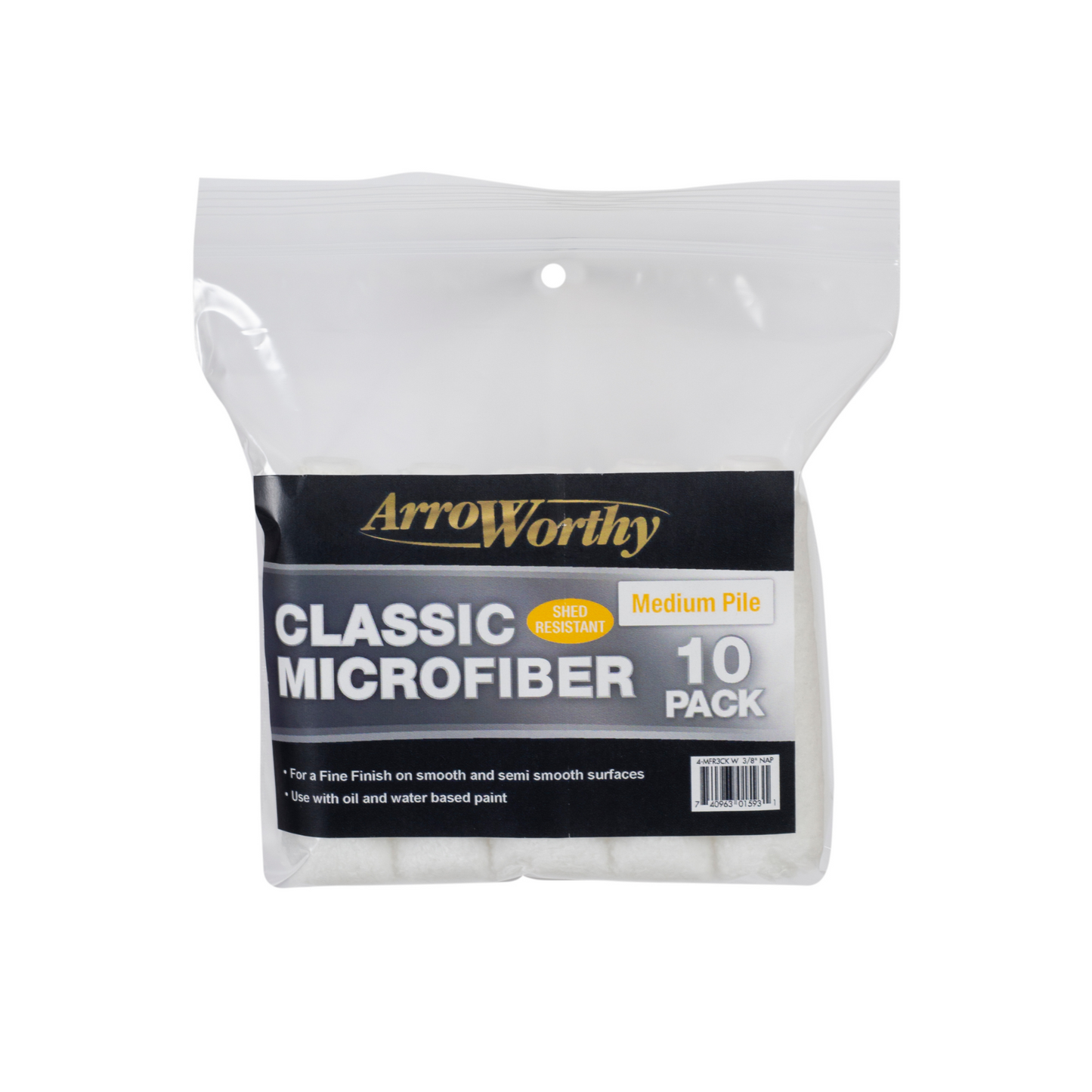 ARROWORTHY CLASSIC MICROFIBRE MINI ROLLER SLEEVES MEDIUM PILE 4" (10 PACK)