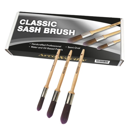 ARROWORTHY CLASSIC ROUND SASH PAINT BRUSHES BOX SET 3 PACK