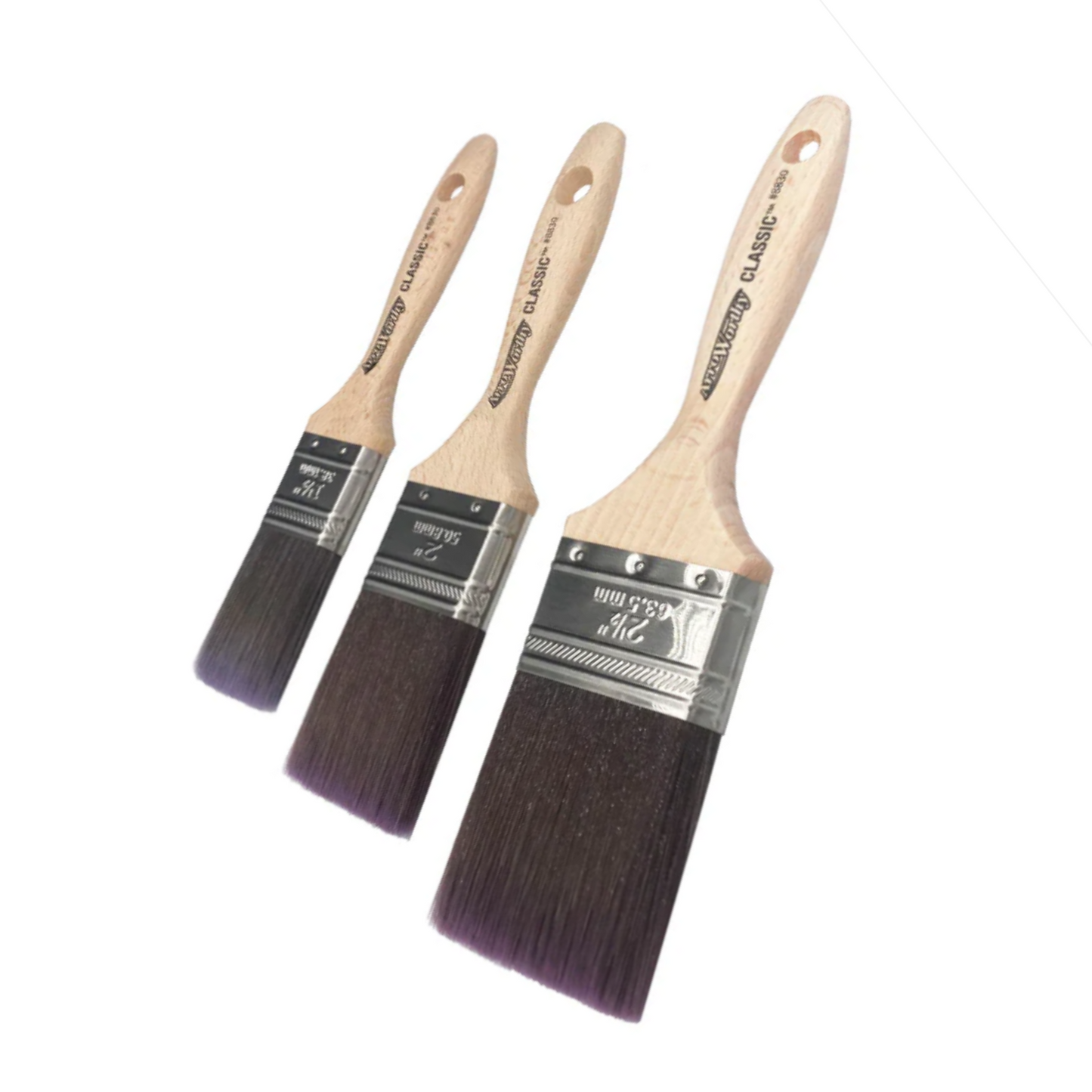 ARROWORTHY CLASSIC STRAIGHT BEAVERTAIL PAINT BRUSHES BOX SET 3 PACK