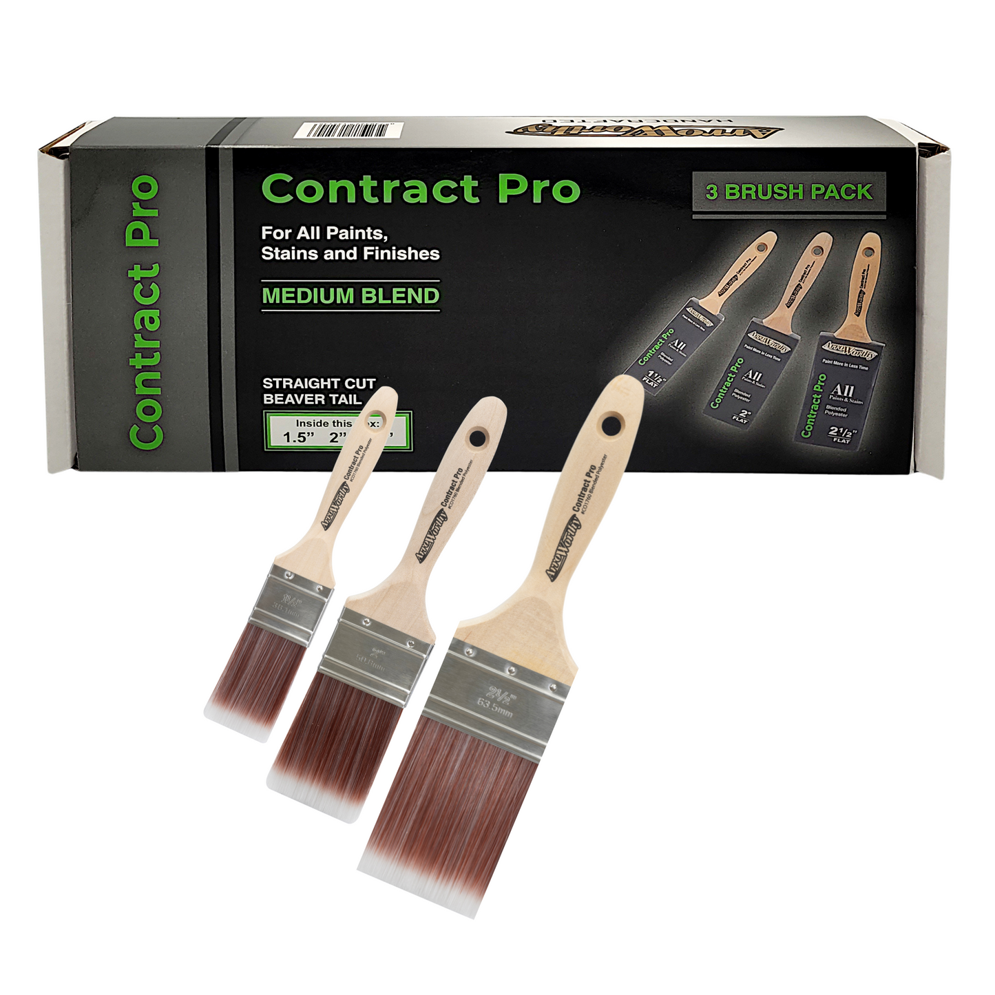 Arroworthy Contract Pro Flat Paint Brushes Box Set 3 Pack