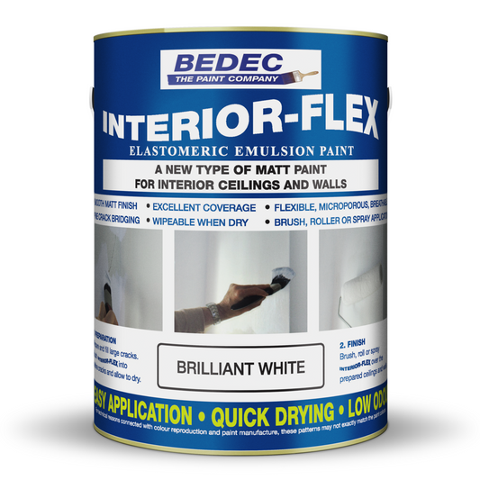 BEDEC INTERIOR FLEX WALL AND CEILING PAINT BRILLIANT WHITE