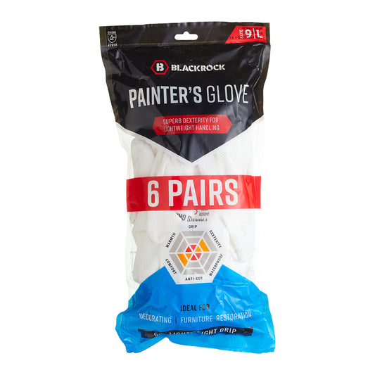 BLACKROCK PAINTERS LIGHT WEIGHT GRIPPER GLOVES - 6 PAIRS