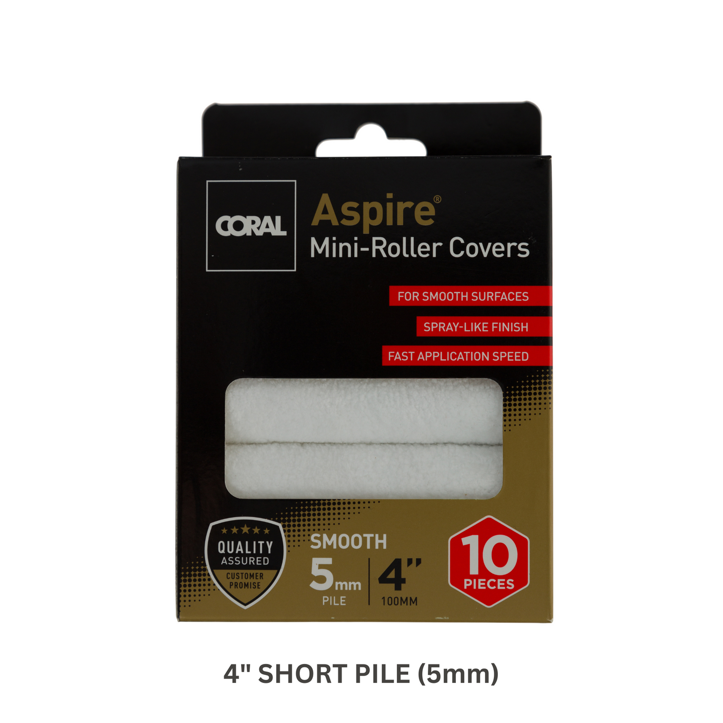 CORAL ASPIRE SHORT PILE (5MM) MINI PAINT ROLLERS 4" - 10 PACK