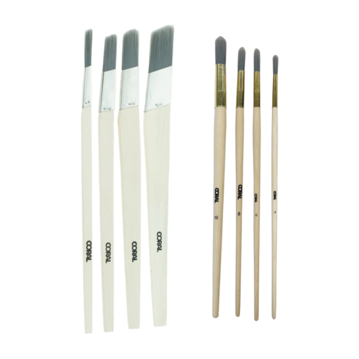 CORAL PRECISION FITCH BRUSHES 4 PACK ANGLED & 5 PACK ROUND - BUNDLE