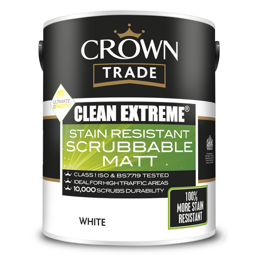 CROWN TRADE CLEAN EXTREME STAIN RESISTANT SCRUBBABLE MATT WHITE