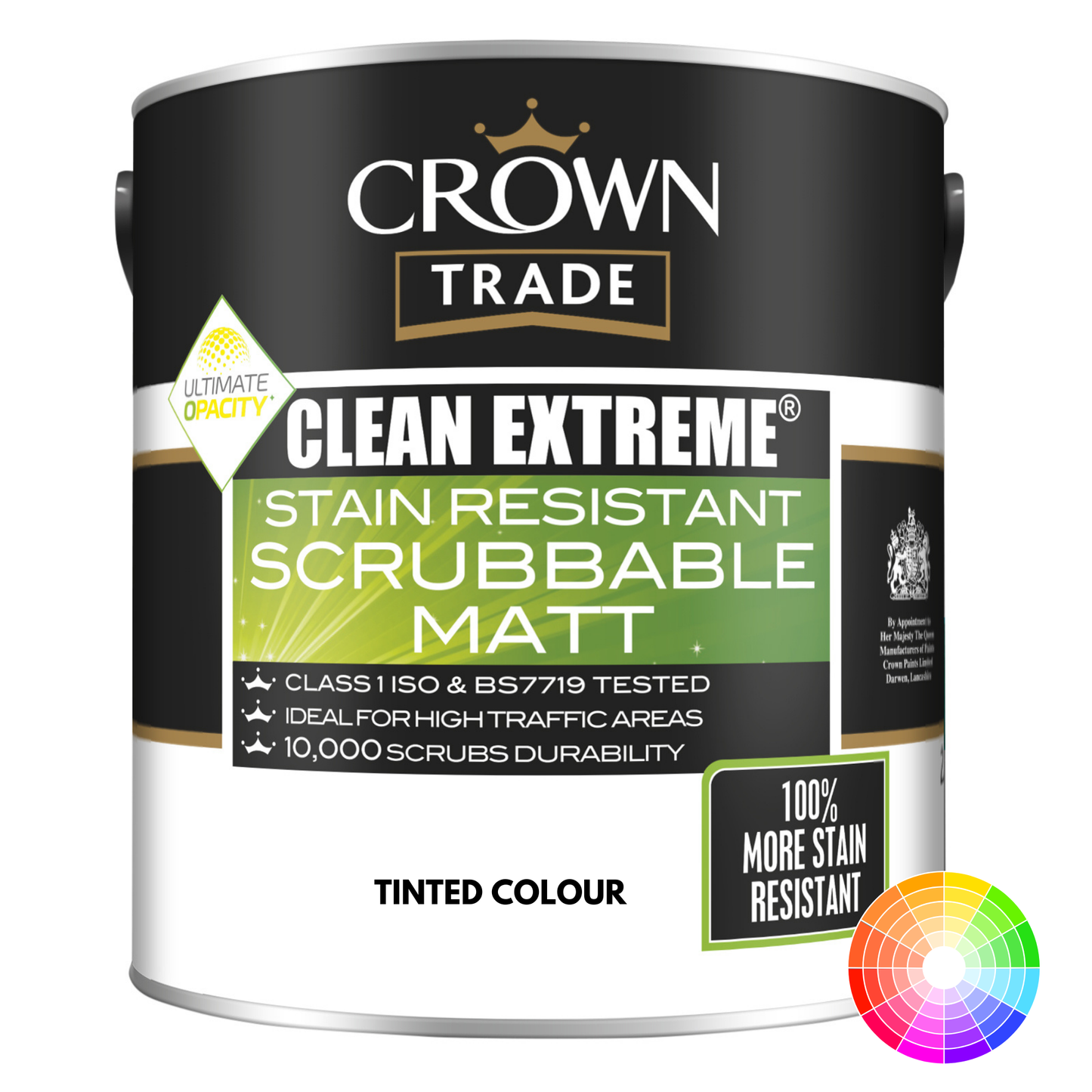 CROWN TRADE CLEAN EXTREME STAIN RESISTANT SCRUBBABLE MATT TINTED COLOUR