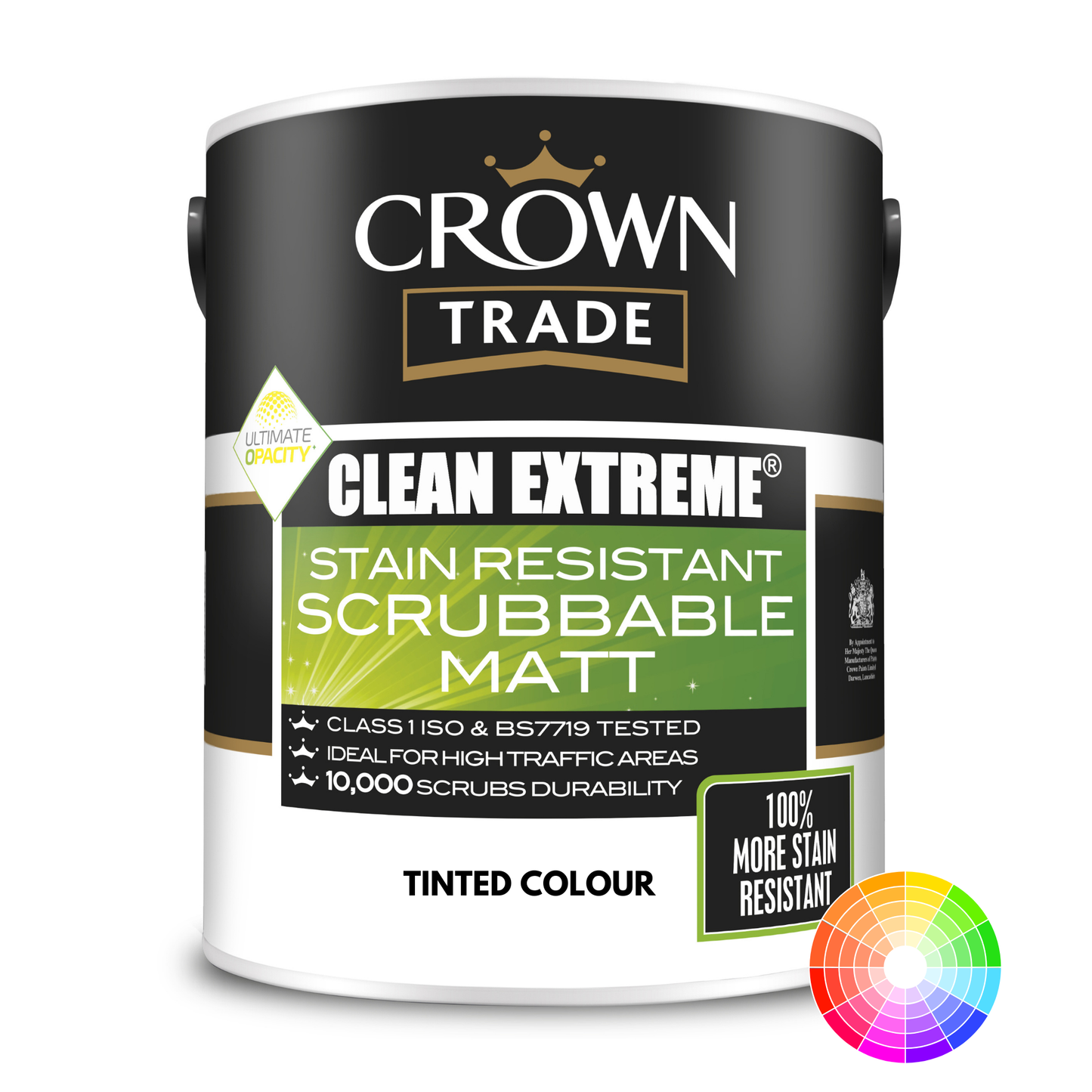 CROWN TRADE CLEAN EXTREME STAIN RESISTANT SCRUBBABLE MATT TINTED COLOUR