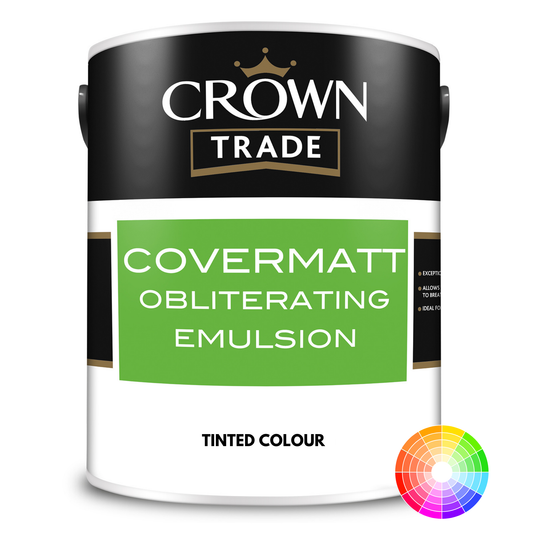 CROWN TRADE COVERMATT OBLITERATING EMULSION TINTED COLOUR (LIGHTER COLOURS ONLY)