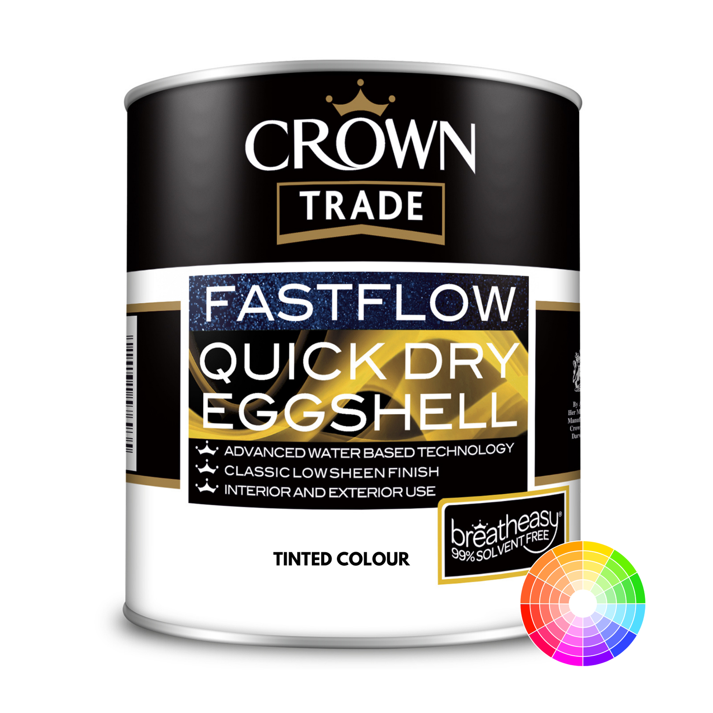 CROWN TRADE FASTFLOW QUICK DRY EGGSHELL TINTED COLOUR (LIGHTER COLOURS ONLY)