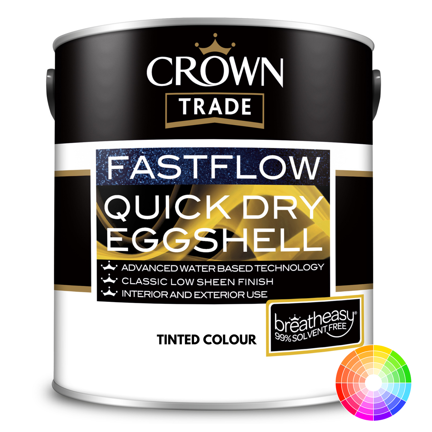 CROWN TRADE FASTFLOW QUICK DRY EGGSHELL TINTED COLOUR (LIGHTER COLOURS ONLY)