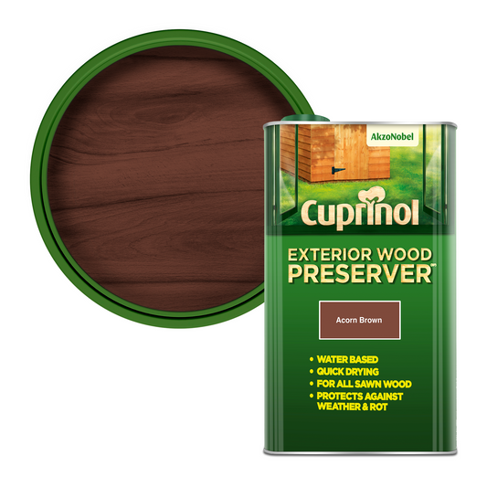 CUPRINOL EXTERIOR WOOD PRESERVER ACORN BROWN 5L