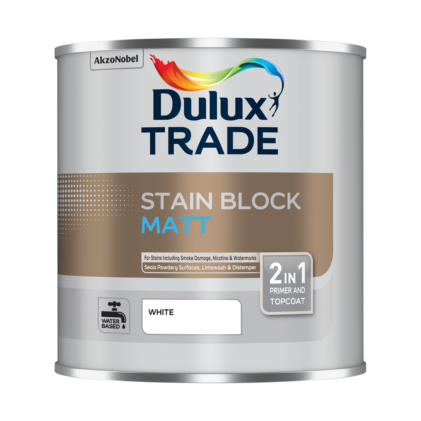 DULUX TRADE STAIN BLOCK MATT 2-IN-1 PRIMER AND TOPCOAT WHITE