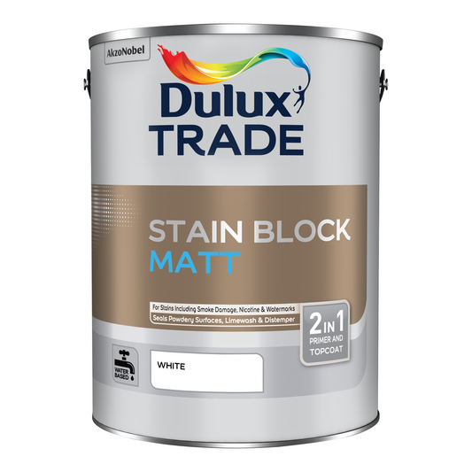 DULUX TRADE STAIN BLOCK MATT 2-IN-1 PRIMER AND TOPCOAT WHITE